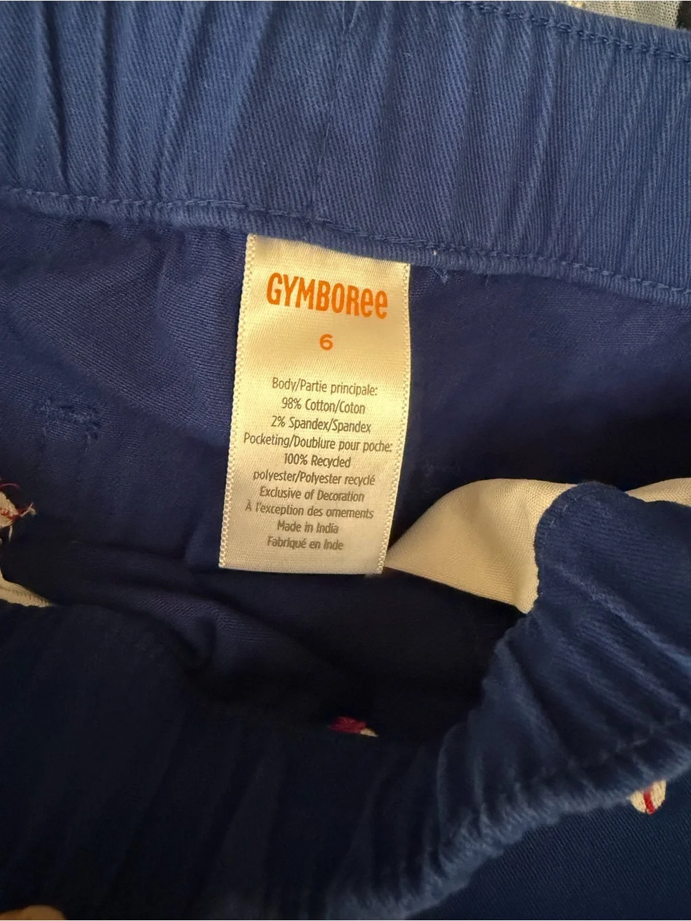 Gymboree Boys Royal Blue chino Baseball embroidered Print Shorts sz 6